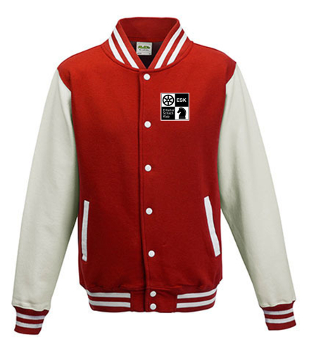 College Sweatjacke | Unisex | Fire Red/White - Erfurter Schachklub