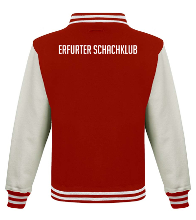 College Sweatjacke | Unisex | Fire Red/White - Erfurter Schachklub